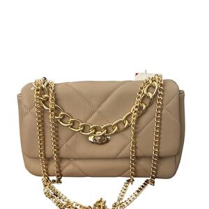 Beige Nude Color Quilted Crossbody Bag BNWT